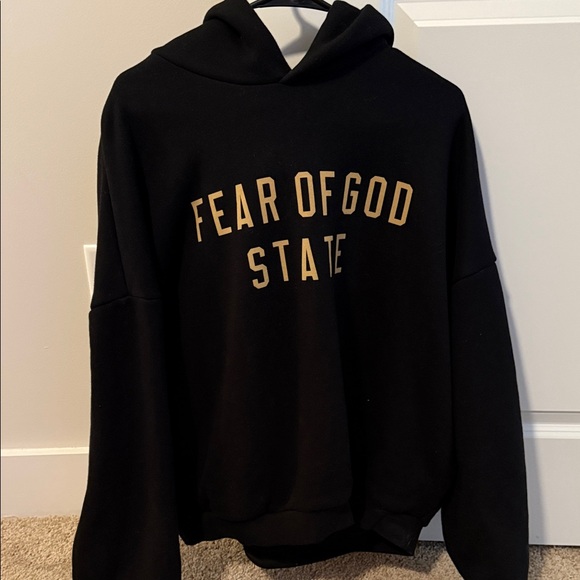 Fear of God Black Hoodie with Gold Text - Picture 1 of 1